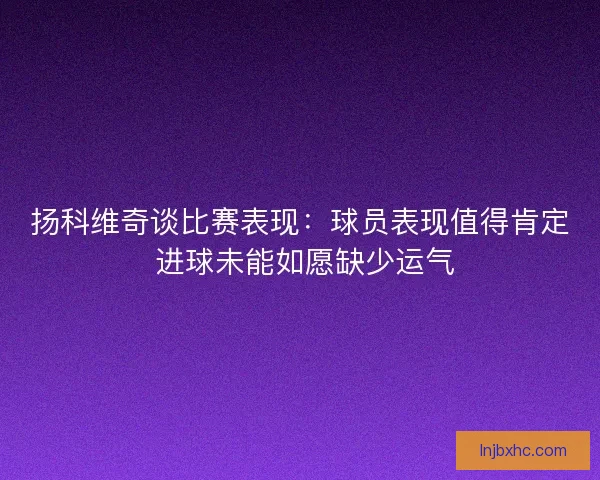 扬科维奇谈比赛表现:球员表现值得肯定 进球未能如愿缺少运气 扬科维奇谈比赛表现:球员表现值得肯定 进球未能如愿缺少运气