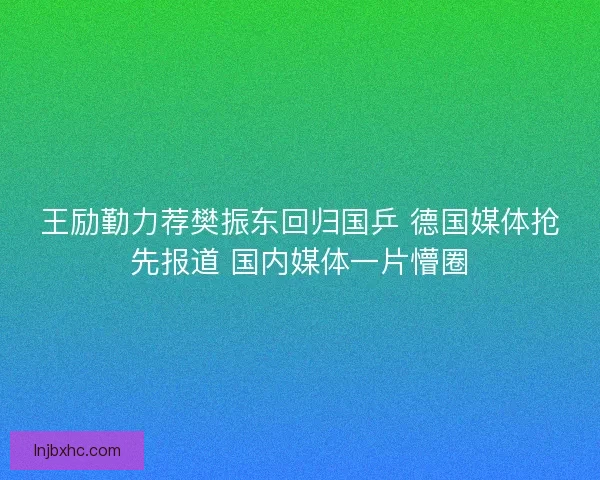 王励勤力荐樊振东回归国乒 德国媒体抢先报道 国内媒体一片懵圈